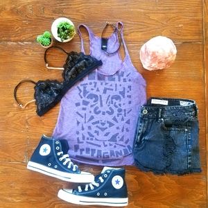 Obey Andre The Giant Heather Purple Tank Top Women